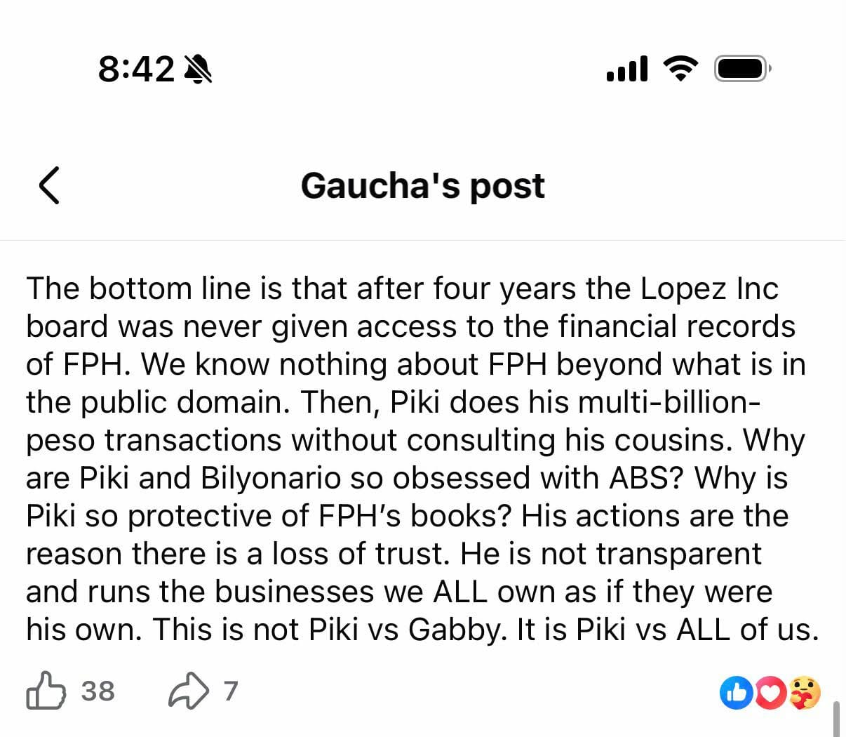 gaucha lopez statement