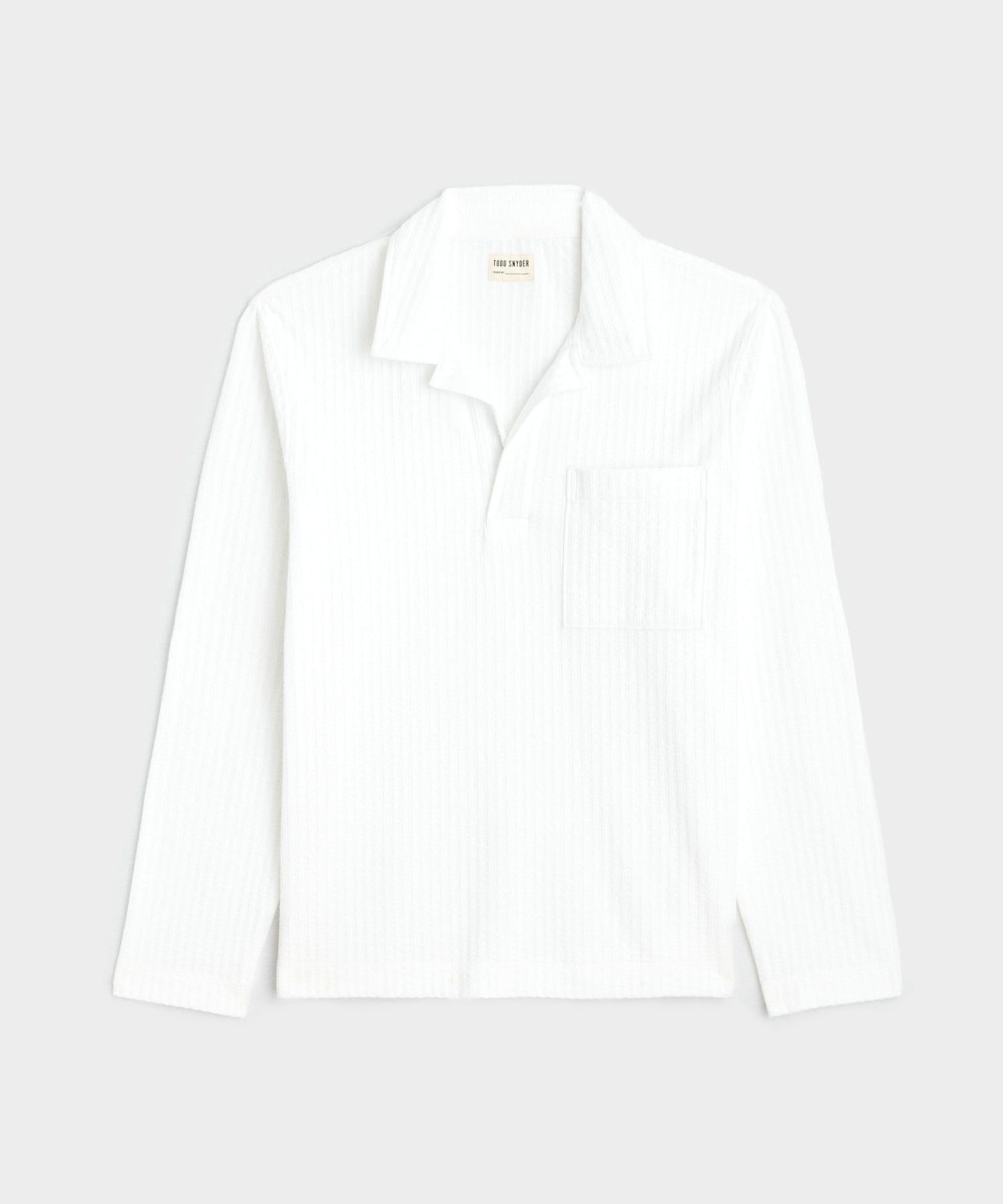 Long-Sleeve Knit Seersucker Polo