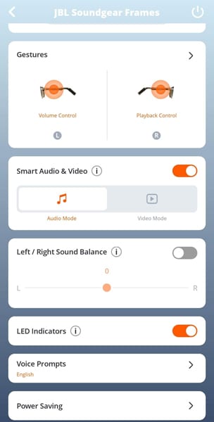 JBL Soundgear Frames app