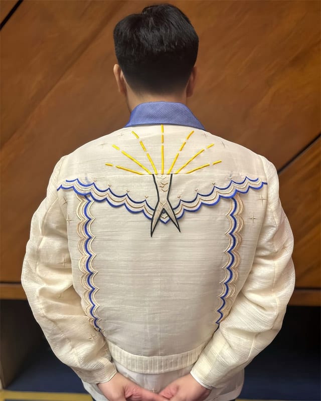 Toff de Venecia wears bangus-inspired barong jacket at SONA 2024, detail at back