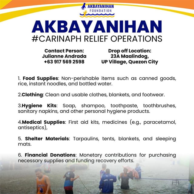 Donations for Typhoon Carina via Akbayan
