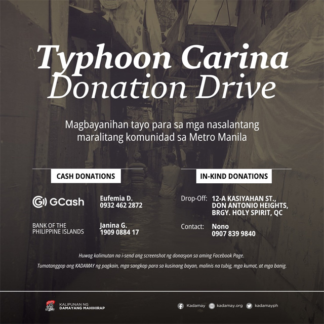 Donation Drive For Typhoon Carina Flood Affected Communities