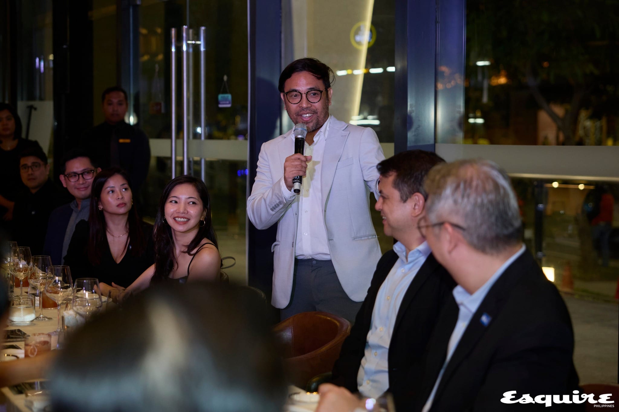 Esquire PH EIC PJ Cana giving a welcome speech at Esquire Apartment Dinner