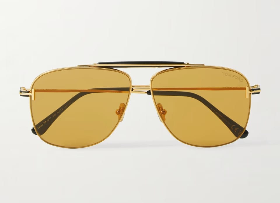 Tom Ford Jaden Aviator-Style Gold-Tone and Acetate Sunglasses