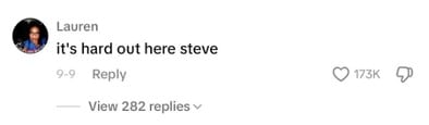 Comment from Steve Burns' Tiktok post