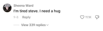 Comment from Steve Burns' Tiktok post