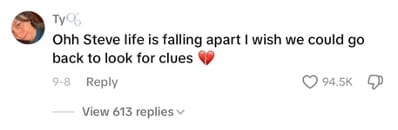 Comment from Steve Burns' Tiktok post