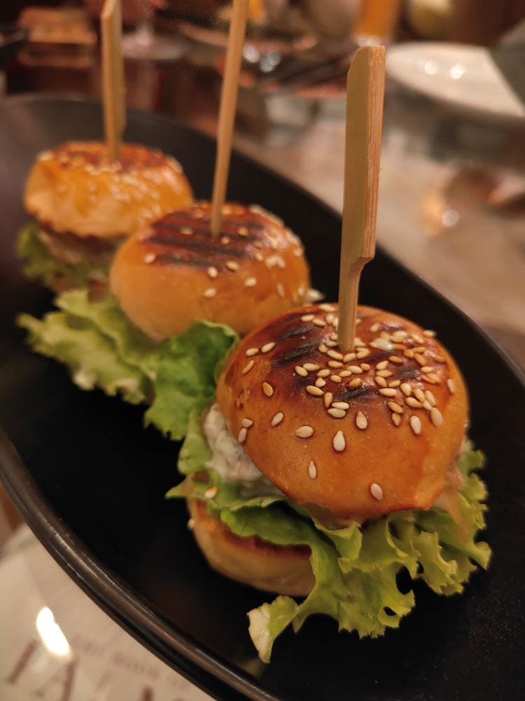 Tuna sliders with wasabi mayo