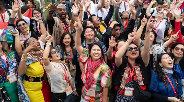 Reena Gamboa, president of Slow Food Negros (center), leads the private sector of the Philippine delegation at the opening of the Terra Madre Salone del Gusto on Sept. 26 in Turin, Italy
