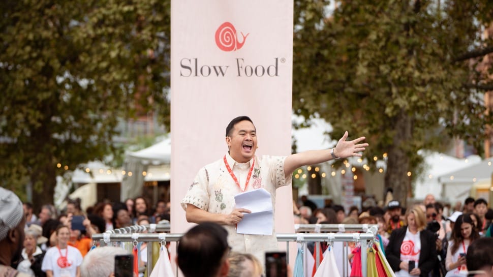 Negros Occidental organic farmer and restaurateur Ramon C. Uy, International Councilor at Slow Food International, opens the Terra Madre Salone de Gusto, which was attended by over 3,000 slow food enthusiasts around the world from September 26 to 30 in Tu