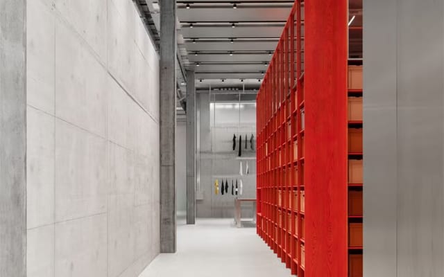 On red shelf