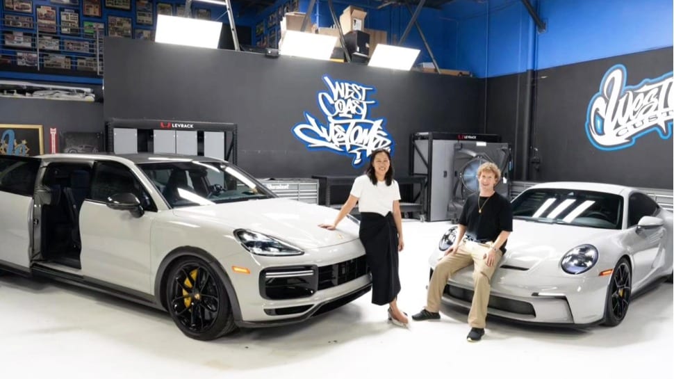 Mark Zuckerberg and wife Priscilla Chan pose with their customized Porsche