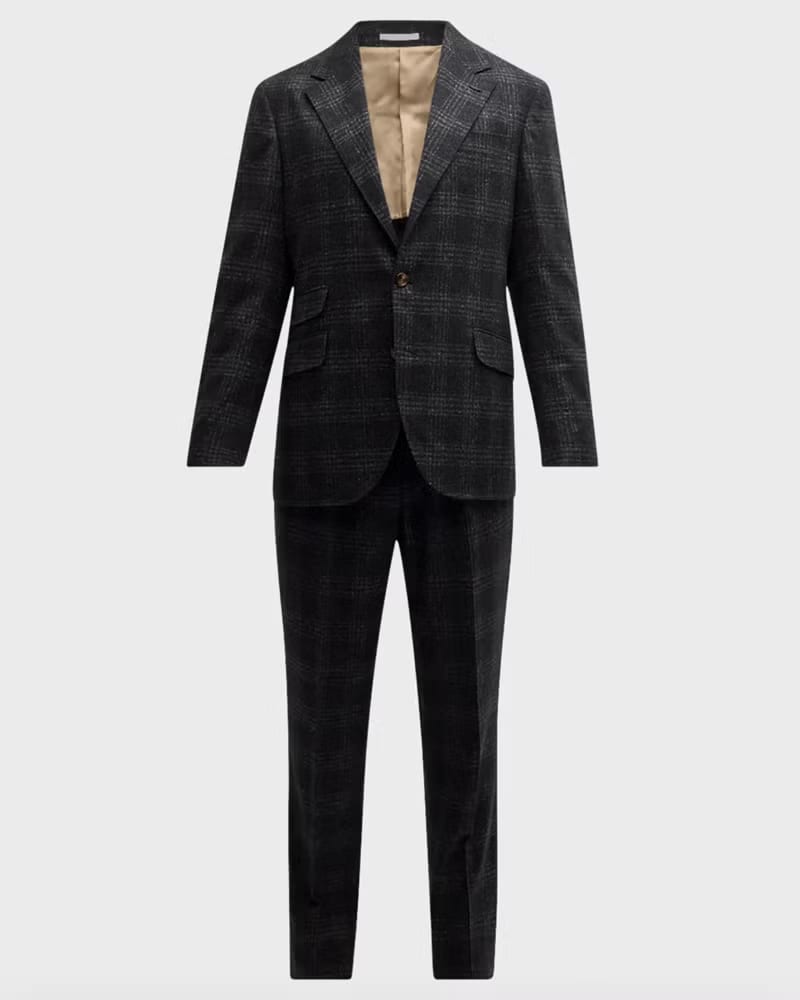 Brunello Cucinelli Heathered Overplaid Suit
