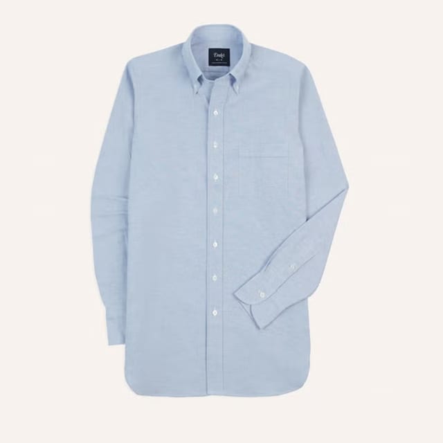Drake's Ice Blue Cotton Oxford Cloth Button-Down Shirt
