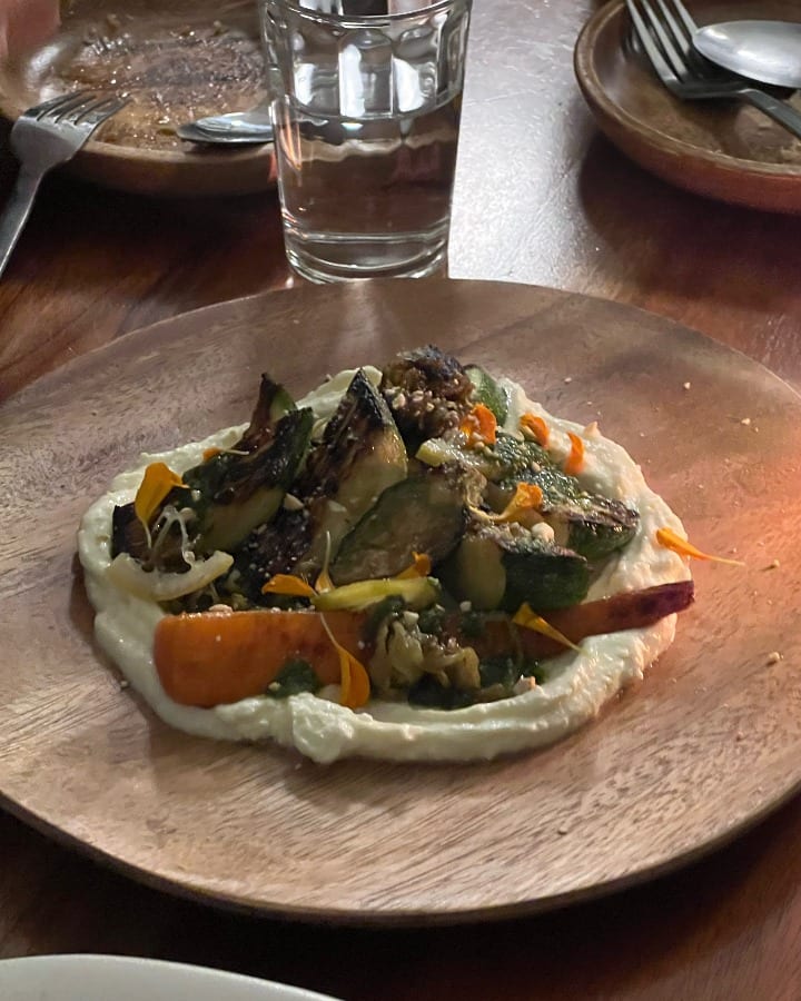 Chef Christian Lansang's Roasted Veg, Preserved Lemon, Whipped Keso, Basil Oil