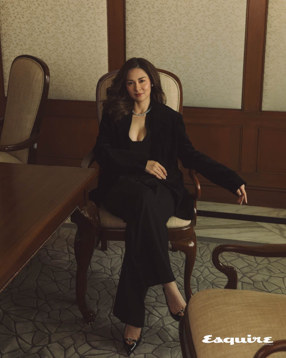 Marian Rivera wears blazer by The Row and vest by Àcheval Pampa