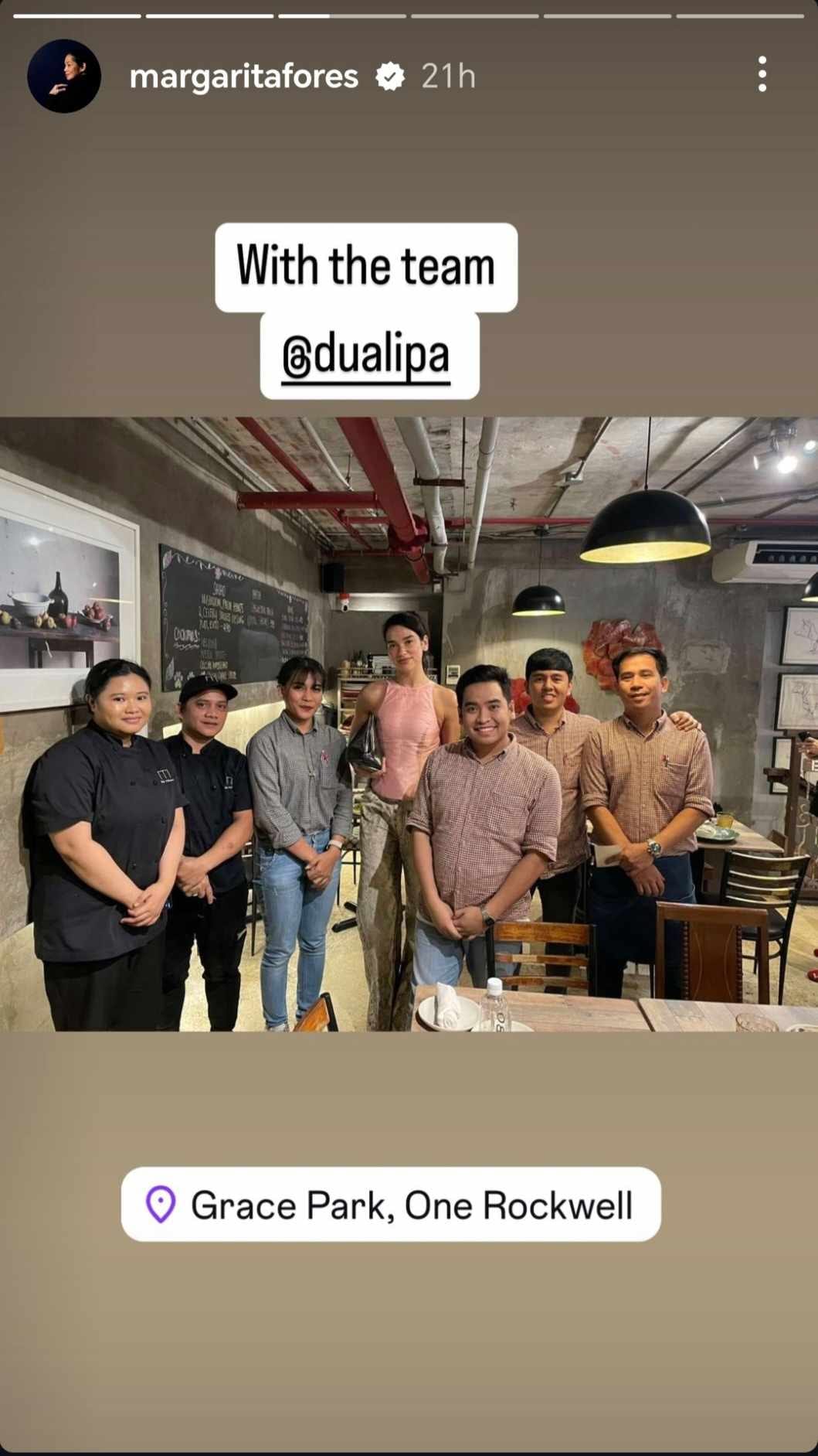 Dua Lipa with staff of Grace Park