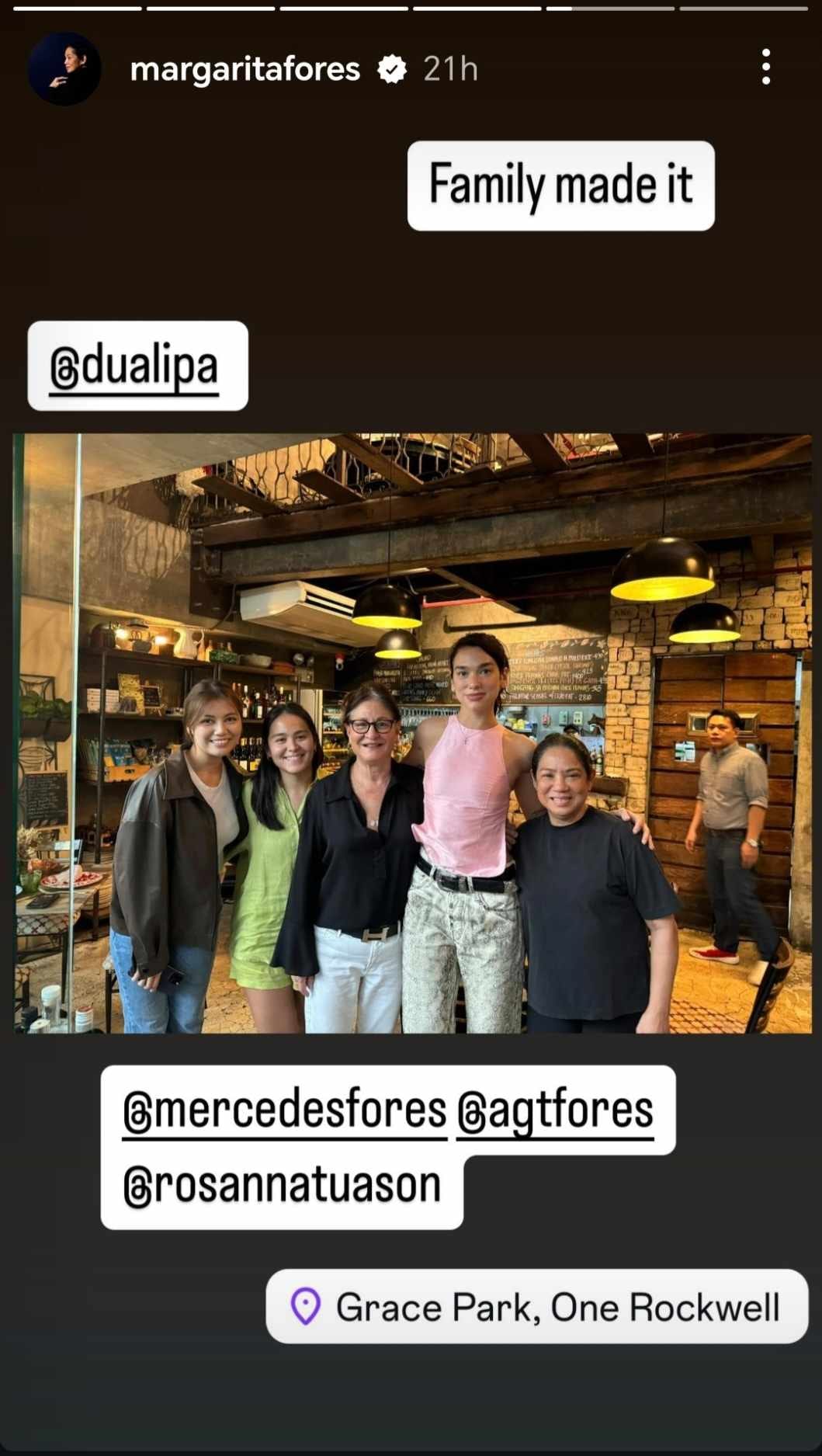 Dua Lipa with family of Margarita Fores