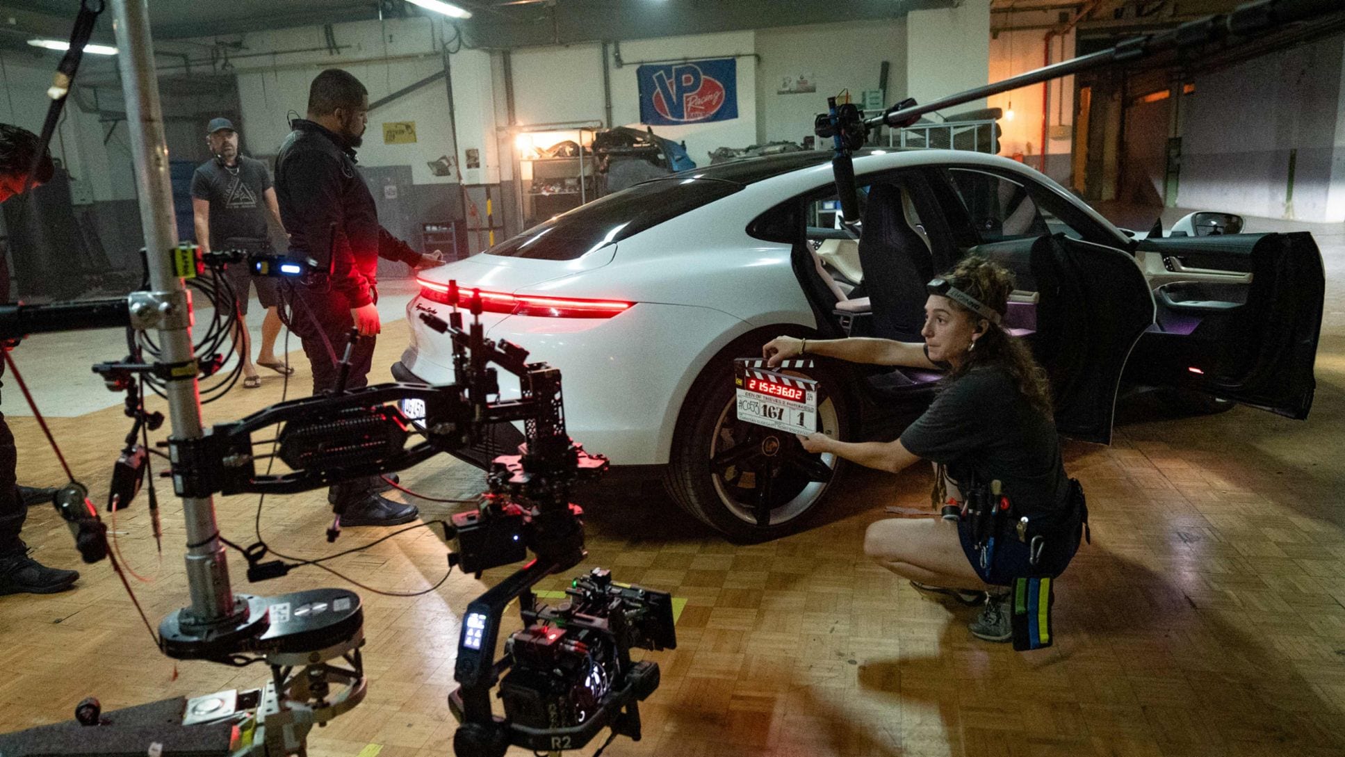 Porsche Taycan on the set of the movie Den of Thieves