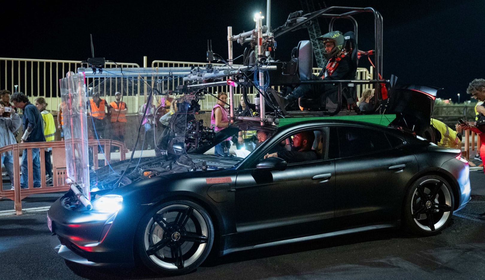 Porsche Taycan on the set of the movie Den of Thieves