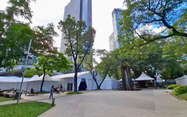 Art Fair Philippines tents at Ayala Triangle Gardens