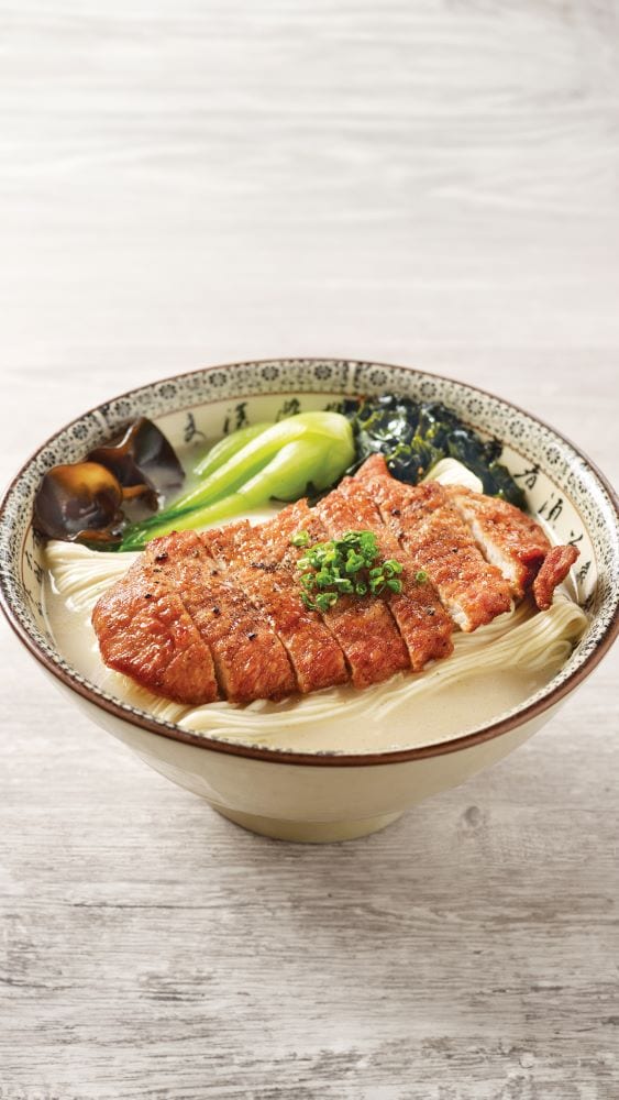 Paradise Dynasty's La Mian with Crispy Pork Chop in Signature Pork Bone Soup
