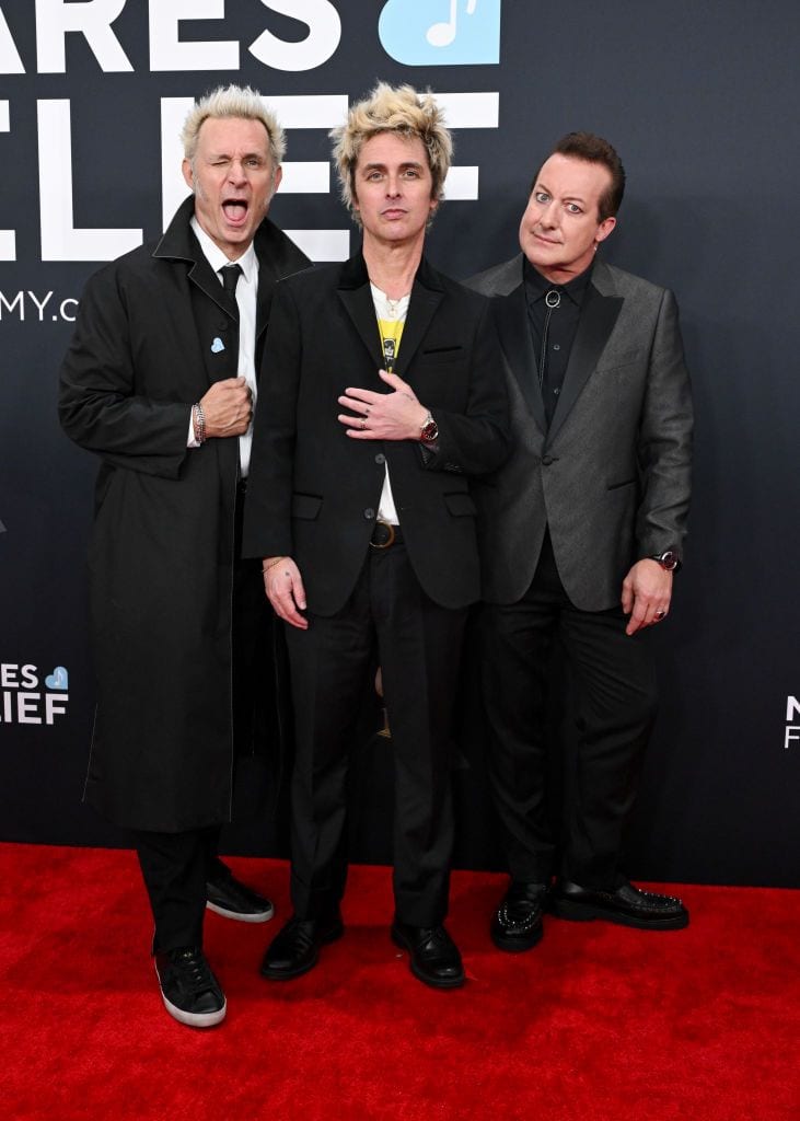 Mike Dirnt, Billie Joe Armstrong, and Tré Cool of Green Day