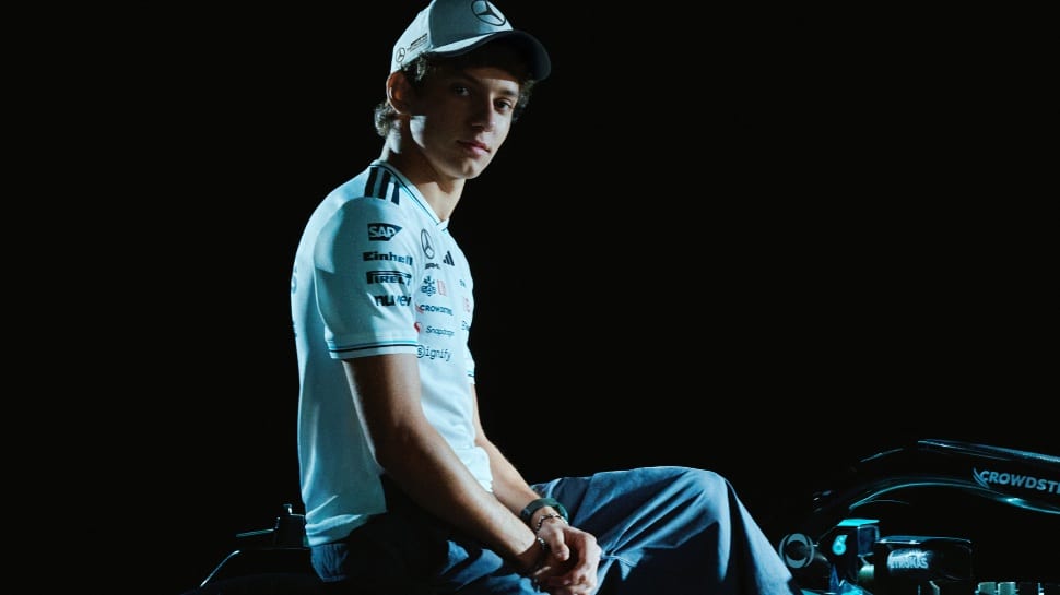 Adidas-Mercedes-AMG collab Kimi Antonelli sporting the teamwear