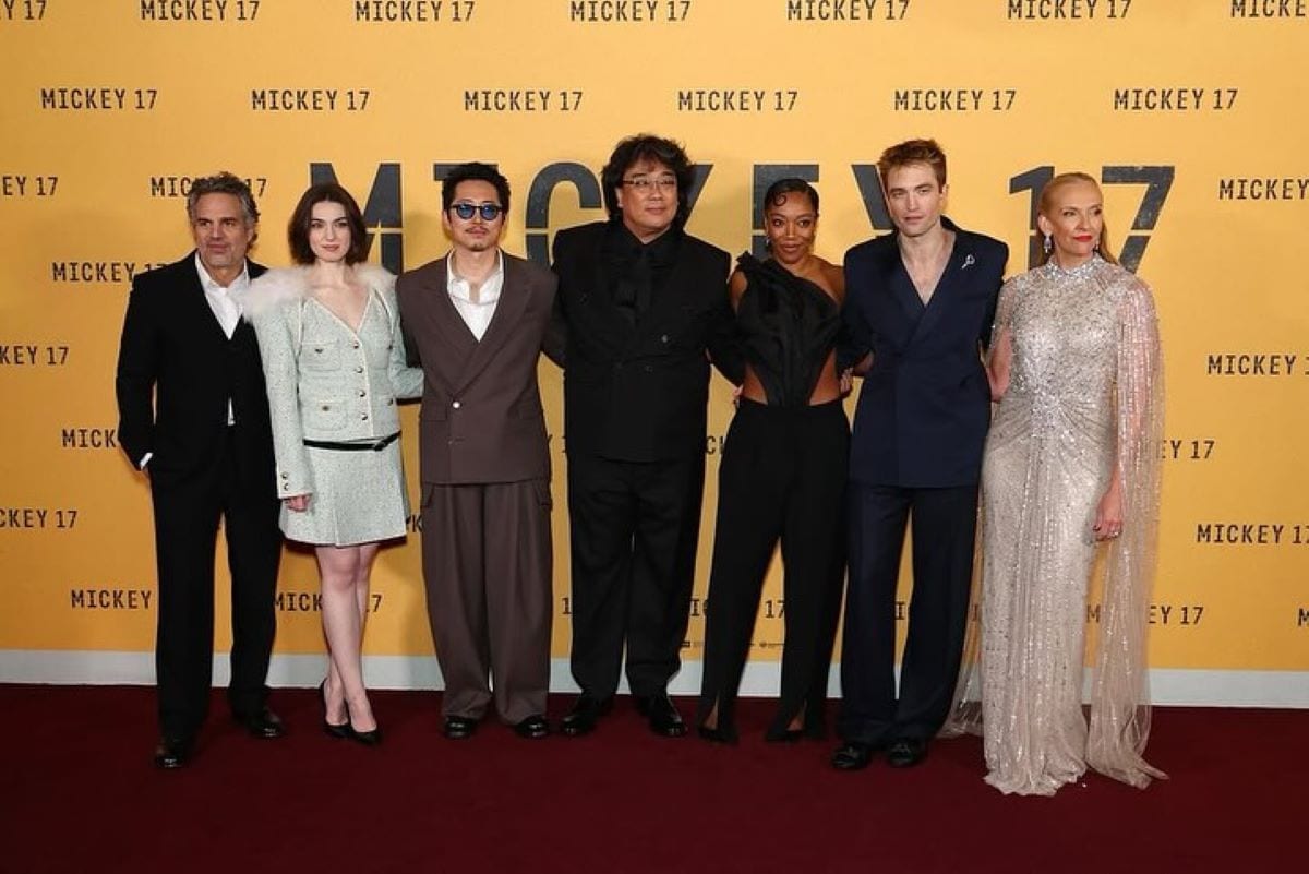 The cast of at the London premiere of Mickey 17