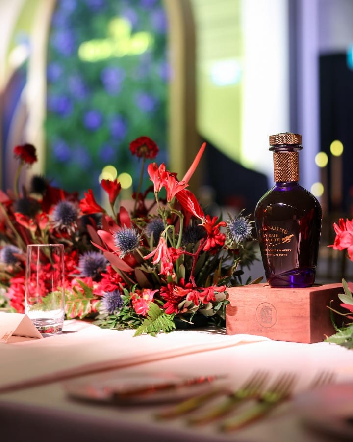 Royal Salute whisky dinner table setup