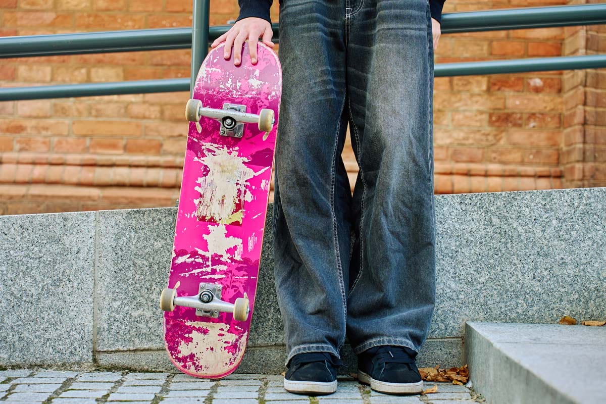 Skateboarder with baggy jeans