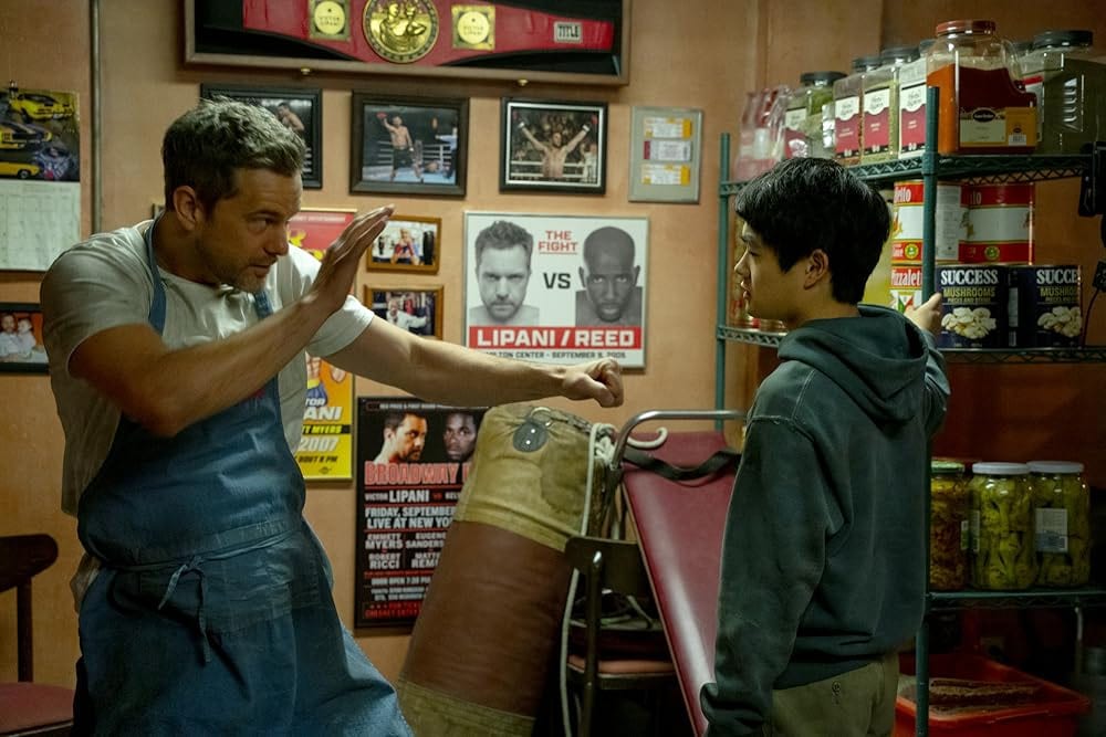 Joshua Jackson and Ben Wang in Karate Kid: Legends (2025)