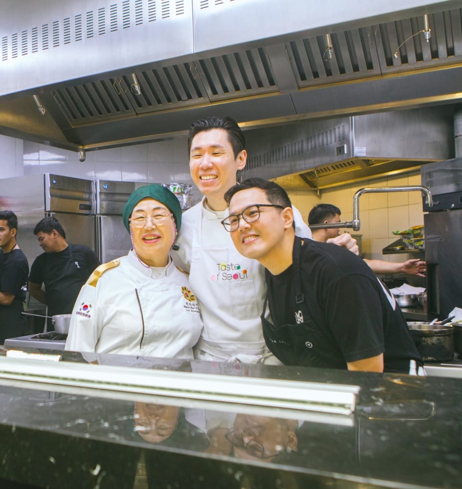 Chef Patrick Go with Chef Young Sook Lee and Chef Jihyung Choi