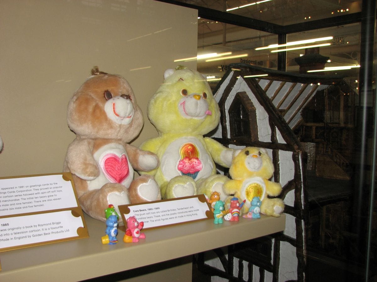 Care Bears plushies at a museum in London