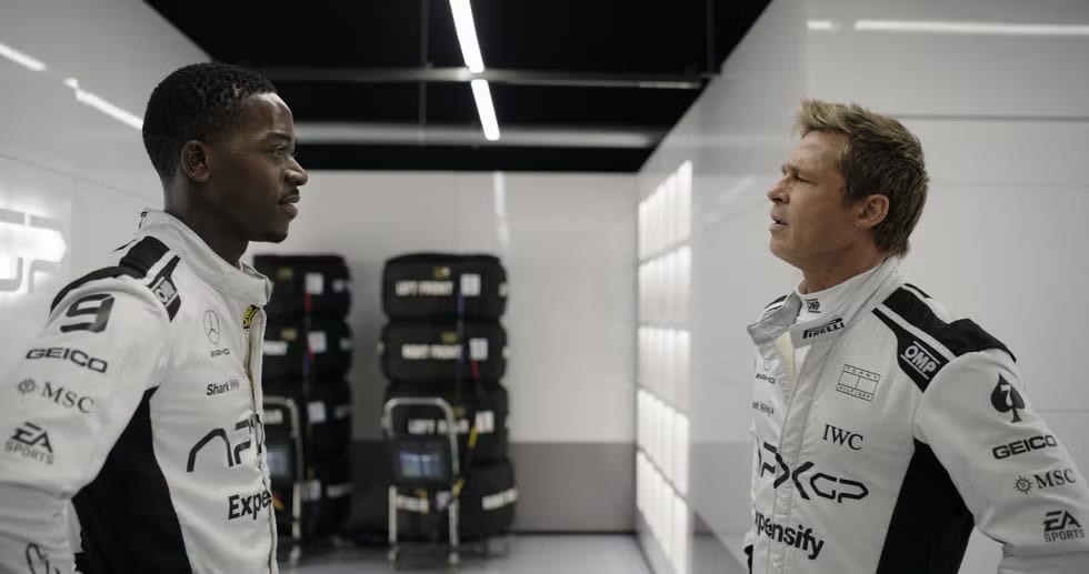 Damson Idris and Brad Pitt in F1