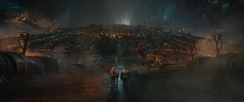 Pedro Pascal, Ebon Moss-Bachrach, Julia Garner, Vanessa Kirby, and Joseph Quinn in The Fantastic Four: First Steps (2025)