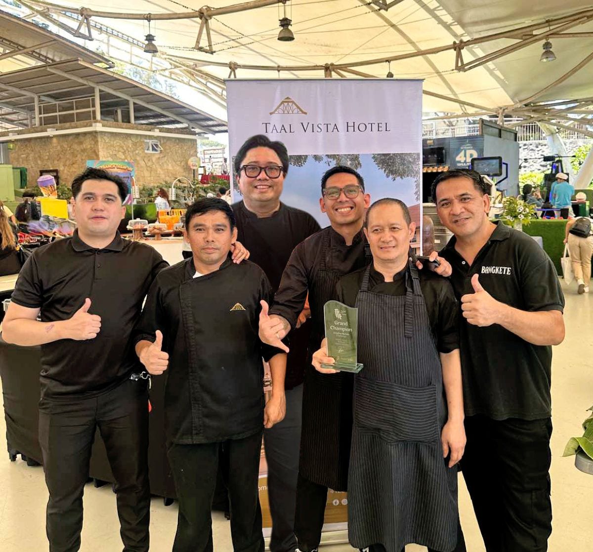 From left Mr. John Mark Ambion, Chef Raymond Calinawan, Chef Jayme Natividad, Chef Godfrey Vincenz Dalisay, Chef Flagyl Suedad, and Mr. Dante Dimaranan