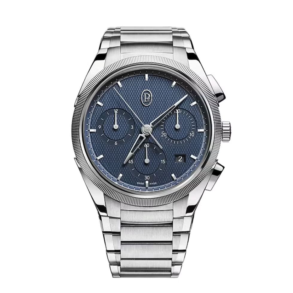 Parmigiani Fleurier Tonda PF Chronograph Steel Platinum Milano Blue 42mm Mens Watch