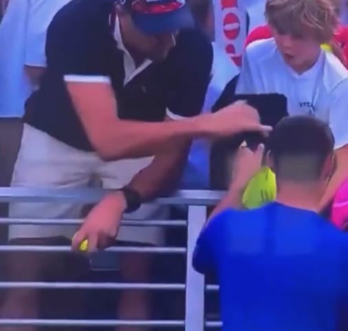 screenshot of the alleged hat stealer at us open